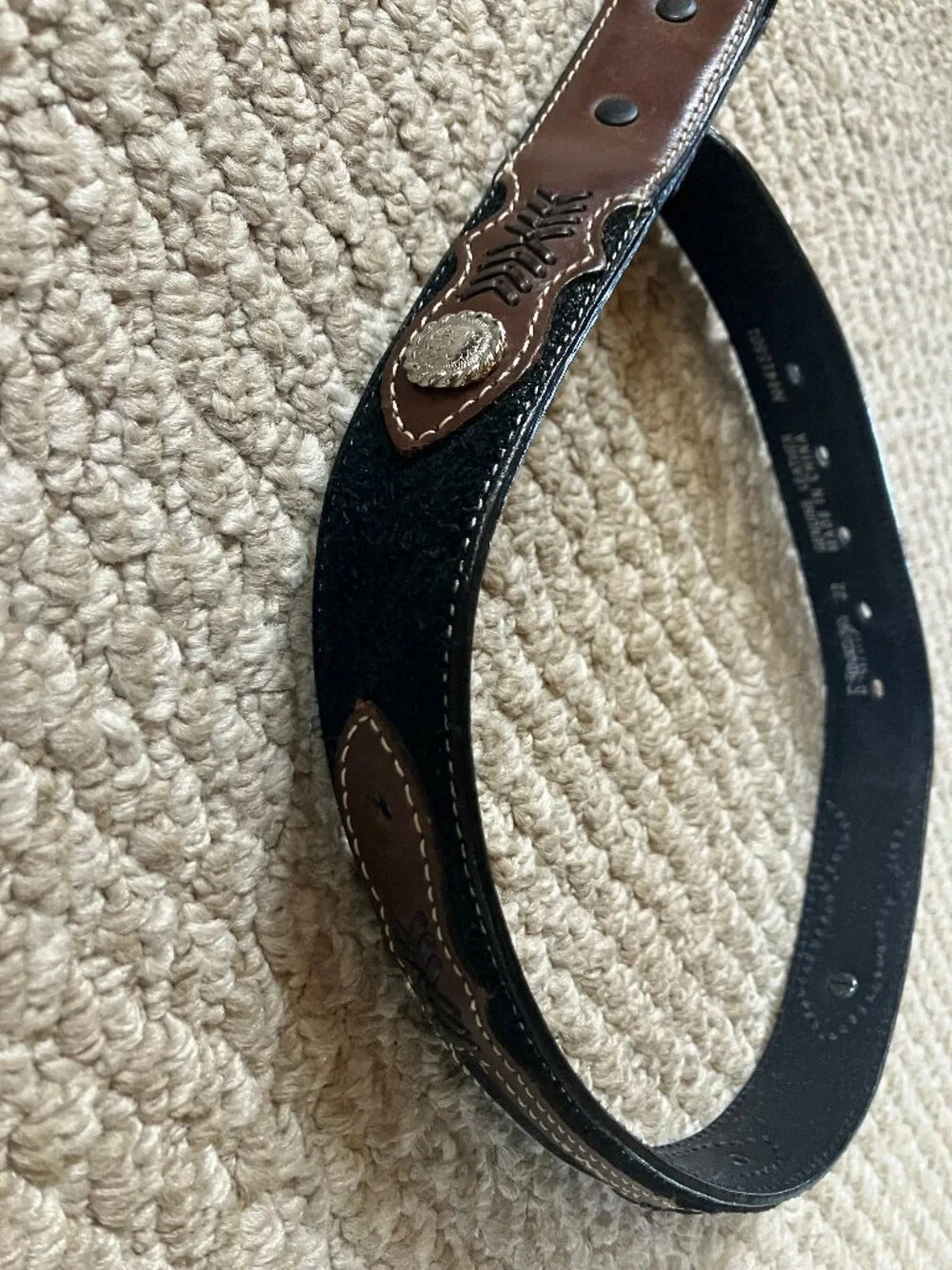 Nocona Western Belt Southwest Laced Concho Blk Br N4415801 Sz 22 Girls Leather